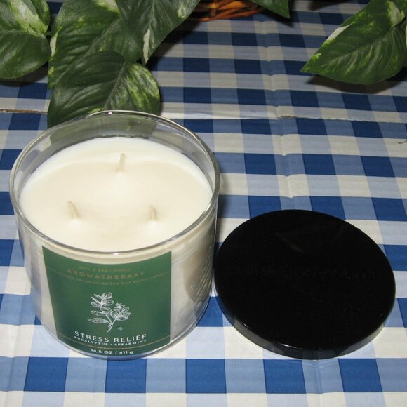 BBW Aromatheraphy Eucalyptus Spearmint 3 Wick Candle Stress Relief NIB - Picture 3 of 6